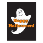 Happy Halloween greetings postcard with ghost