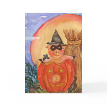 Happy Halloween Pig CARD  Kittens &  Jack O'Pig