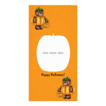 Happy Halloween Pumpkin Bear Photo Card