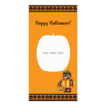 Happy Halloween Pumpkin Bear Photo Card