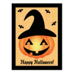 Happy Halloween Pumpkin Witch Postcard postcards