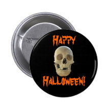 Happy Halloween Skull Pinback Buttons