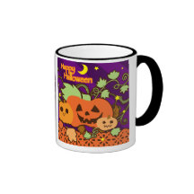 "Happy Halloween" Three Cute Jack o' Lanterns Coffee Mug