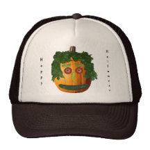 Happy Halloween - Uncut Pumpkin Face Mesh Hat