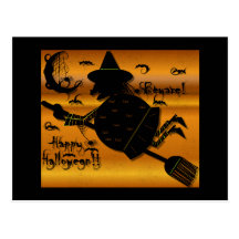 Happy Halloween Witch Post Cards
