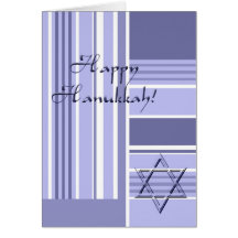 Happy Hannukah-Stripes with Star of David Cards
