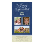 Happy Hanukkah Damask Holiday PhotoCard (navy) Custom Photo Card