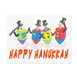 Happy Hanukkah Dancing  Dreidels Postcard