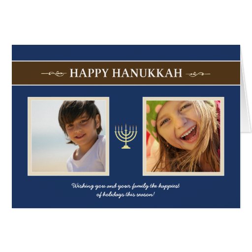Happy Hanukkah Menorah Holiday Card (navy blue)
