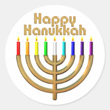 Happy Hanukkah Menorah Stickers