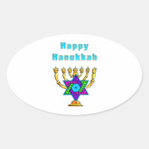 Happy Hanukkah Oval Stickers
