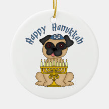 Happy Hanukkah Pug Tees and Gifts Christmas Ornament