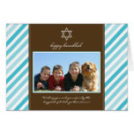 Happy Hanukkah Ribbon Family Holiday Card (aqua)