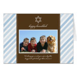Happy Hanukkah Ribbon Family Holiday Card (blue)