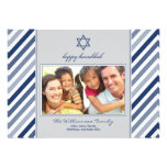 Happy Hanukkah Ribbon Family Holiday Card (silver) Personalized Invite