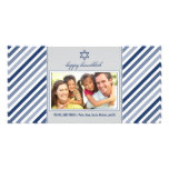 Happy Hanukkah Ribbon Family Photocard (silver) Personalized Photo Card