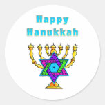 Happy Hanukkah Round Stickers