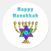 Happy Hanukkah Round Stickers