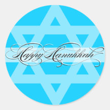 Happy Hanukkah  |  Script Hanukkah Envelope Seal Round Stickers