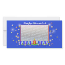 Happy Hanukkah Stars and Candles Picture Card