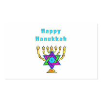 Happy Hanukkah Rectangular Stickers
