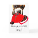 Happy hearts day boxer dog greeting card