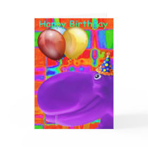 Happy Hippo Artsy Purple Greeting Card