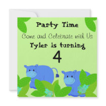 Happy Hippo Birthday Party Invitation