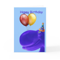 Happy Hippo Blue Birthday Cards