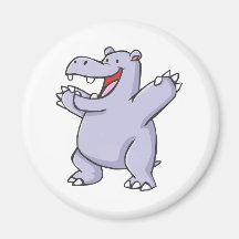 Happy Hippo Cartoon Refrigerator Magnets