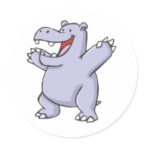 Happy Hippo Cartoon Stickers