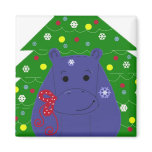 Happy Hippo Christmas Design Fridge Magnet