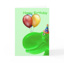 Happy Hippo Green Birthday Card
