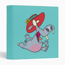happy hippo in a hat cartoon 3 ring binder