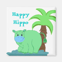 Happy Hippo in the Water Fridge Magnets