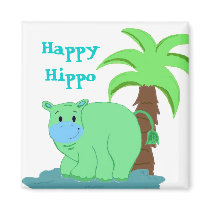 Happy Hippo in the Water Fridge Magnets