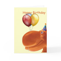 Happy Hippo Orange Birthday Card