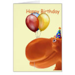 Happy Hippo Orange Birthday Card