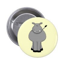 Happy Hippo Pinback Button