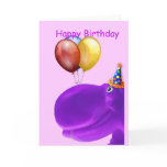 Happy Hippo Purple Birthday Greeting Cards