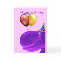 Happy Hippo Purple Birthday Greeting Cards