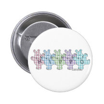 Happy Hippos pastel gingham Buttons