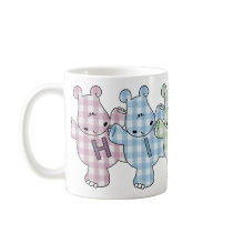 Happy Hippos pastel gingham Mugs