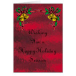 Happy Holiday and Bells in Stained Glass Greeting Cards