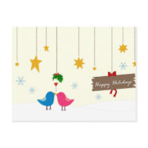 Happy Holiday Birds postcards