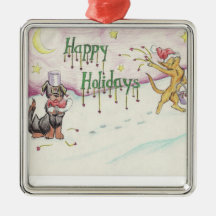 Happy holiday critters christmas ornament