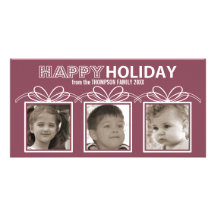 Happy Holiday Photo Card - shabby rose