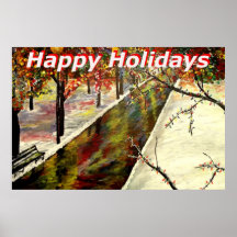 Happy Holiday Winter Scene Poster