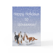 Happy Holidays Basset Hounds Card