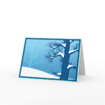 Happy Holidays Blue Snowy Tree Card